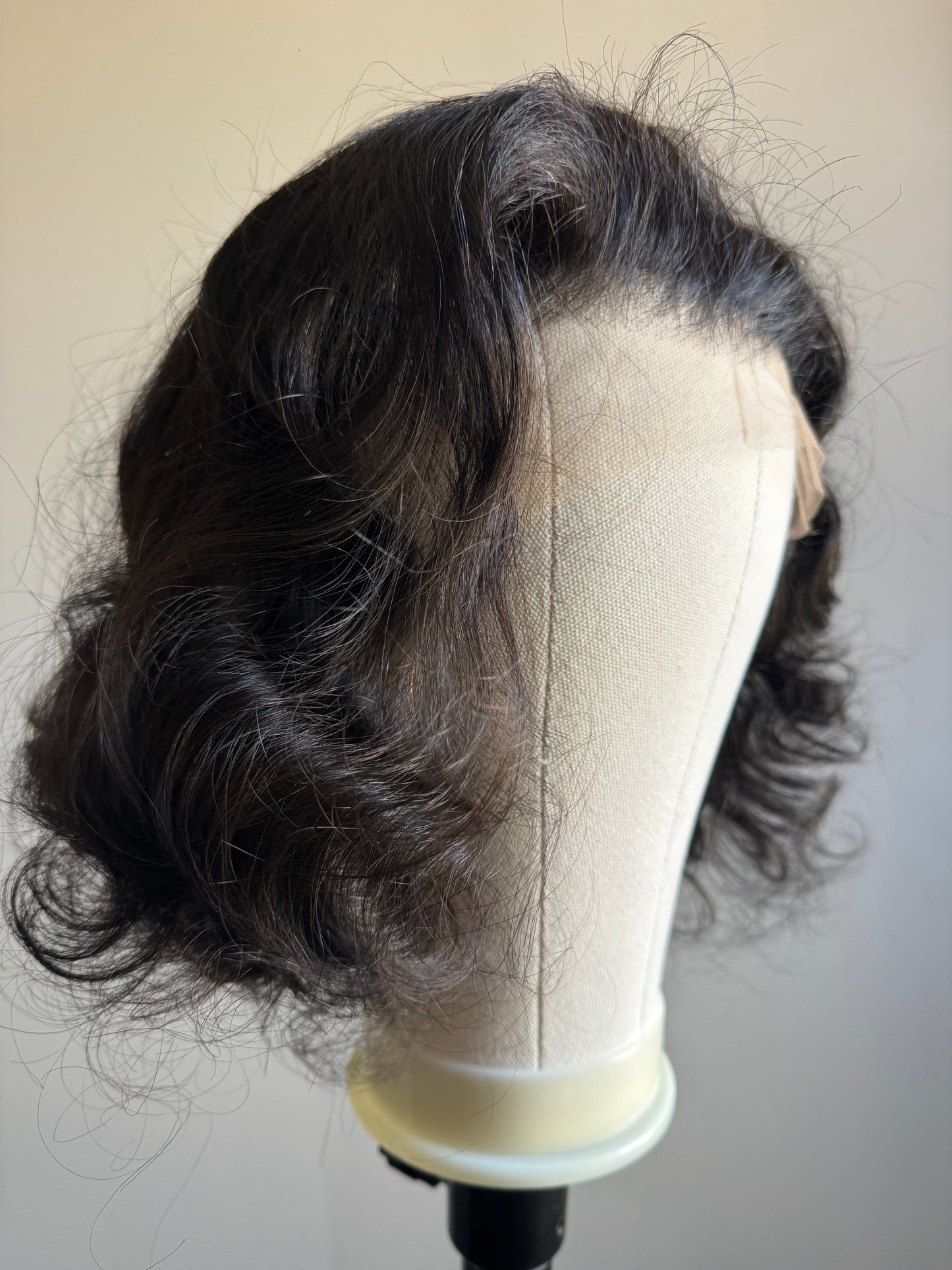 SDD HD lace 13*4 wig 14" Bouncy wave natural black